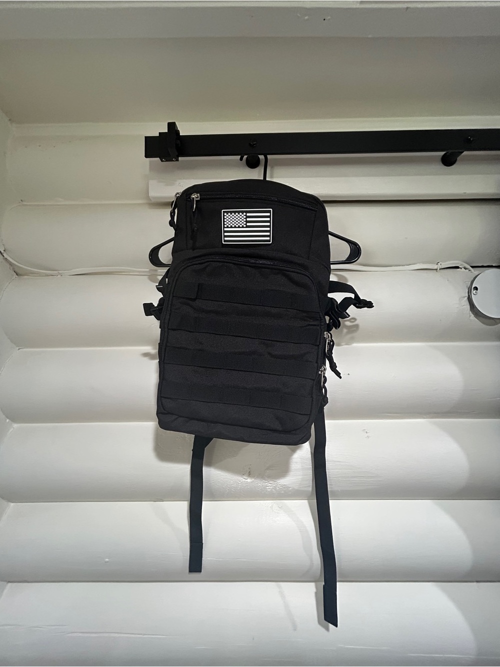 Men's Tactical Black Backpack with US Flag Patch
